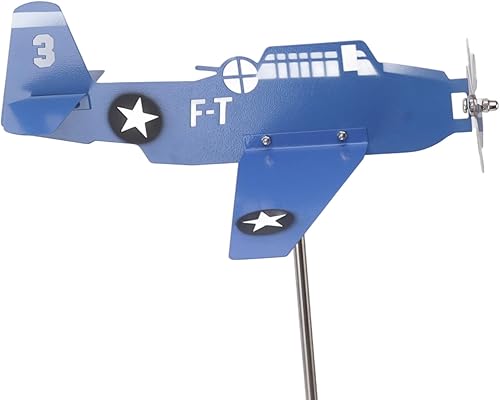 Miniatura 9 de Veleta de avión, giratorio de avión, molino de viento de metal para decoración de jardín al aire libre, patio, césped