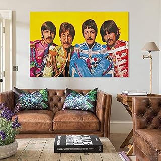 WEILEI Poster jaune classique The Beatles – Peinture décorative sur toile – Art mural – Pour salon, chambre à coucher… - Les Beatles, Paul McCartney, John Lennon, RIngo Starr, George Harrison WEILEI Poster jaune classique The Beatles - Peinture décorative sur toile - Art mural - Pour salon, chambre à coucher… – Image 5