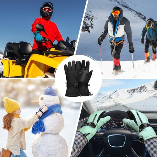 Image of Ski Gloves,Snow Gloves Waterproof Winter Warm Cold Weather Touchscreen Gloves for Parent& Child Kids Skiing,Snowboarding