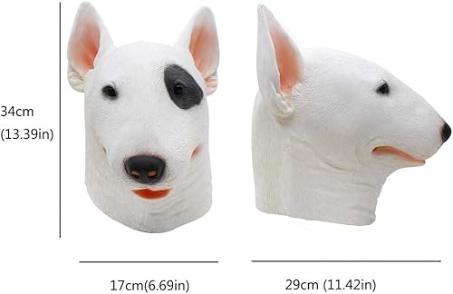 Miniatura 2 de PartyHop - Máscara de Bull Terrier - Disfraz de Halloween Máscara de perro de látex, Multi colorido