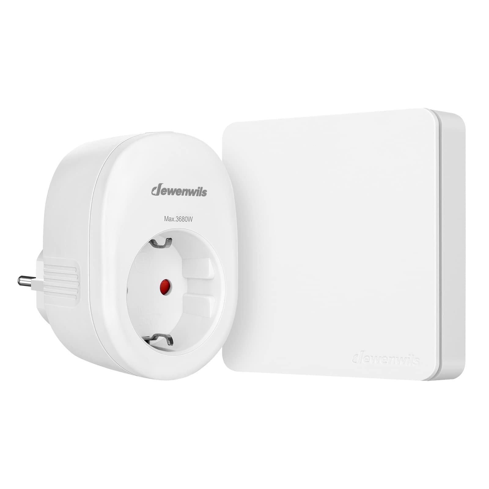 DEWENWILS Funksteckdose mit Fernbedienung, Plug-In Ein/Aus Funk-Wandschalter, Kein Kabel Erforderlich, 3680W, Erweiterbarer Lichtschalter für Feiertagsdeko, 30M Reichweite, Weiß
