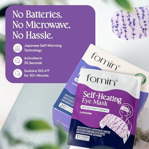 Fomin Self Heating Eye Mask - 20 Pack - Lavender Heated Eye Mask Warm Compress for Eyes, Disposable Self Heating Steam Mask for Home, Sleep, Spa, Travel Essentials & Relaxation Gifts for Women - Thumbnail 6