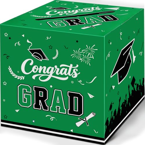 Image of 9.45Inch Large Green Graduation Card Box, Back to School Gifts | Ideal 2026 Grad & Back to School Gifts, Fits High School, College & Masters, Dorm Decor & Party Favors For Class of 2026