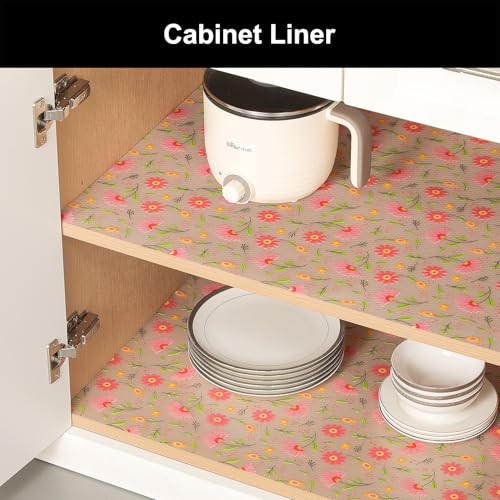 Image of Cooyes Shelf Liner - Premium Non-Adhesive Cabinet & Drawer Liner for Kitchen - Waterproof Shelf Paper with Modern Pattern - Durable EVA Cabinet Mat - Easy to Cut