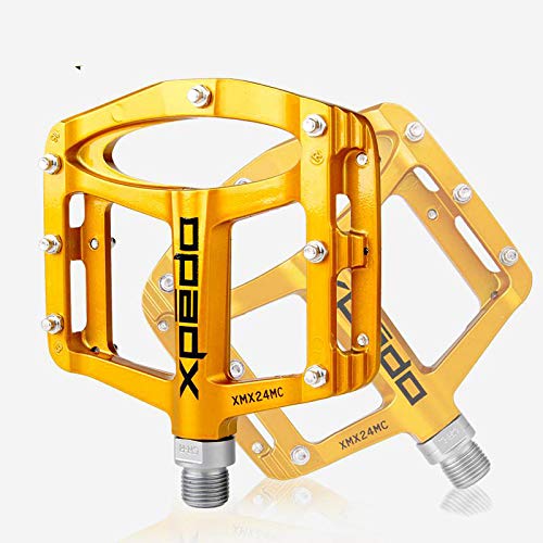 Wellgo XPEDO XMX24MC - Pedales de aleación de magnesio para Bicicleta MTB BMX, Dorado