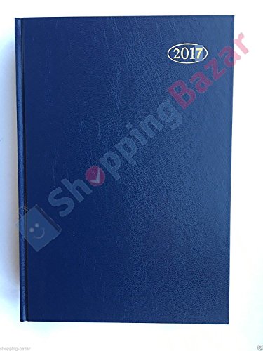 A5 2017 un jour par page Agenda de bureau A5 à couverture rigide – Bleu