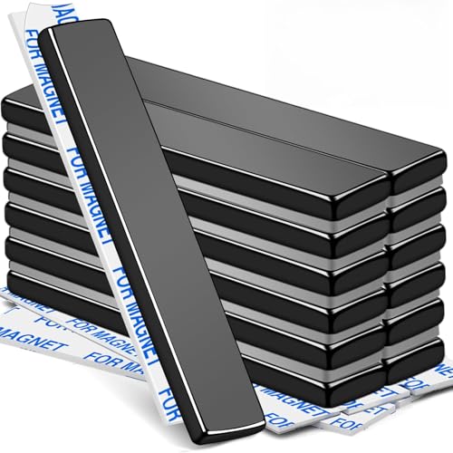 MIKEDE 12 Pack N52 Neodymium Bar Magnets 60x10x3mm Black