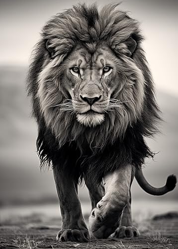 double critical Majestätischer Löwe Wandbild 50x70 cm - Schwarz-Weiß...