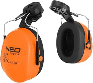 NEO TOOLS Protectores auditivos para Casco, SNR 29 dB, Superficie Suave, protección auditiva Ajustable, Brazos giratorios y giratorios