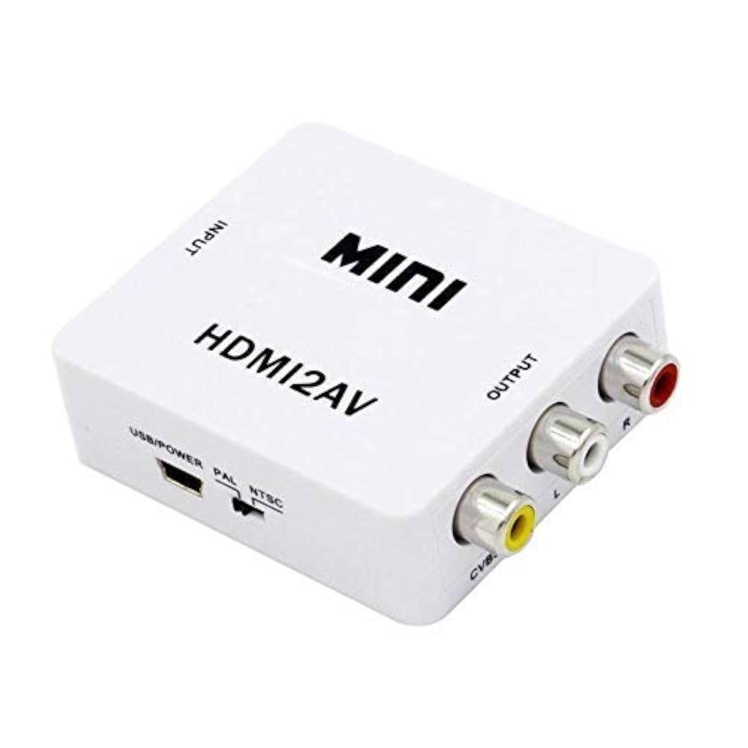 BigPlayer HDMI to AV RCA Video Interface Converter Mini 1080P HD Scaler Box for TV Projector Display PAL NTSC White