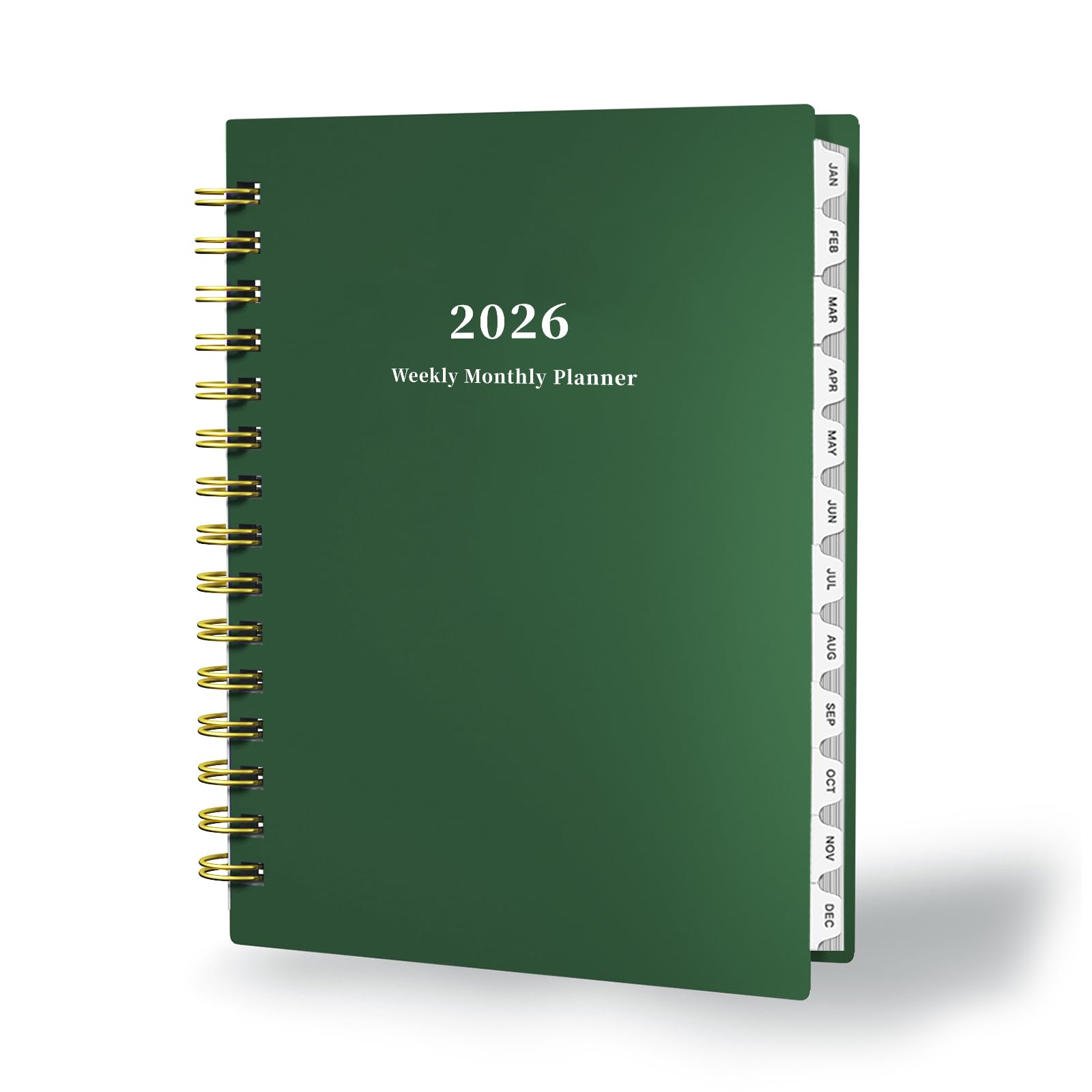 Ymumuda Planer 2025, Wochen- und Monatsplaner 2025, Januar 2025 bis Dezember 2025, 21,6 x 15,2 cm, Schulplaner mit Spiralbindung für Schule, Zuhause, Büro, Dunkelgrün