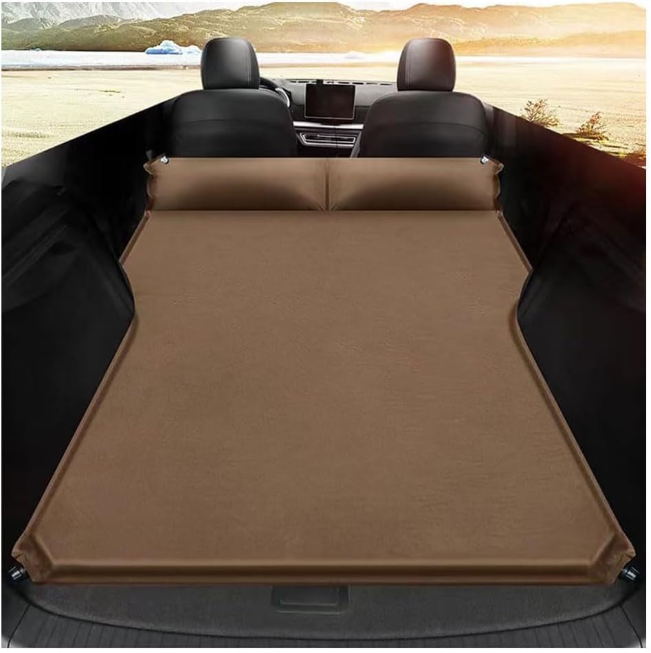 IONZS Car Double Airbed for Land Rover Defender Discovery 3 4 5 Range Rove Evoque Freelander,Blow Up Bed Inflatable Camping Mattress,Sleeping Mat Self Inflating Built In Pillow,A/Brown