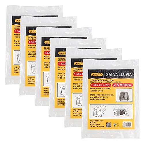 HUSL SALVALLUVIA CUBRETODO PLÁSTICO ESTÁNDAR, EXTRA FUERTE PAÑO IMPERMEABLE, PROTECTOR PARA CUBRIR MUEBLES, PARA TAREAS DE PINTURA (1.5x2.8M-6 Piezas)