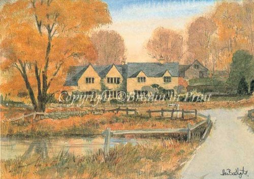 Britain in Print Upper Slaughter Mounted Miniature 5x4 inches