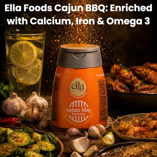 Image of Ella Foods Cajun BBQ Seasoning Powder | Pack of 2| Bold & Smoky Multi-Purpose Spice Mix for Chicken, Seafood, Fries & Vegetables | Seasoning Mix Made with Cold Pasteurized Spices | 40% Less Sodium & No MSG| (100g)