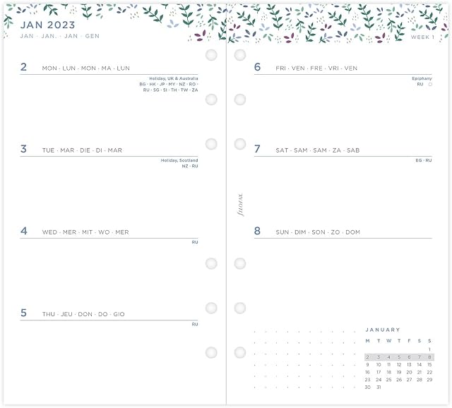Filofax Personal Garden Week to View Diary - 2023
