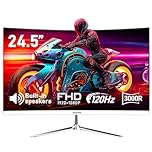 Gawfolk 24 Inch Curved Gaming Monitor, Built-in Speakers, 120Hz, 1920x1080P Full HD, 98% sRGB, 3000R Curvature, HDMI & VGA Ports, White PC Monitor