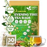 Picture of FreshDrinkUS, Evening Time Herbal Tea – 30 Tea Bags – Caffeine-Free Blend with Senna, Peppermint, Chamomile, Licorice, Ginger, Reishi Mushroom – Relaxing Herbal Infusion – Non-GMO & Natural