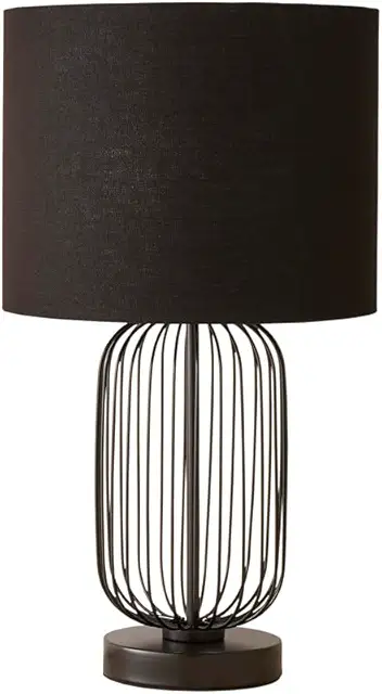 Black Wire Cage Dimmer Touch Table Lamp with Fabric Drum Shade