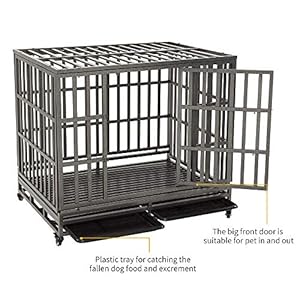 LUCKUP Empire Heavy Duty Dog Cage Metal Kennel and Crate for Medium and Large Dogs, Pet Playpen with Four Wheels, Easy to Install, 42 inch, Black LUCKUP Empire Heavy Duty Dog Cage Metal Kennel and Crate for Medium and Large Dogs Pet Playpen with Four Wheels Easy to Install 42 inch Black