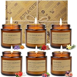 6 Pack Kaarsen Geschenken Set voor Vrouwen, Thuis Geurende Pot Kaars Lavendel Amber Vijg Rose Mint, Cadeaus voor Mom Haar Vrouw Geschenken, Soja Wax Stress Relief, Set Verjaardag Bruiloften Aanwezig