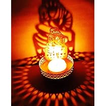 Heaven Decor Metal Sai Baba Shadow Tealight Candle Holder, Pack of 1