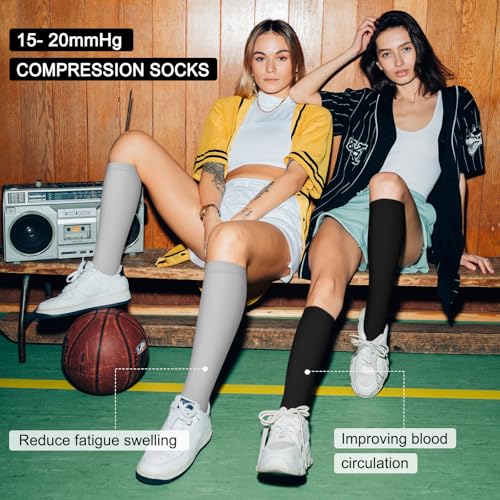 Image of Iseasoo 4 Pairs Compression Socks for Women Circulation-Best Support for Nurses,Running,Athletic,Travel