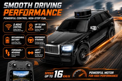 Image of RC Camera Car with HD Roof Camera & Smart Screen Remote Controller, 2.4GHz Rechargeable Remote Control SUV, Real-Time FPV Display, LED Lights, Up to 30m Range, Toy Car for Kids Age 6+