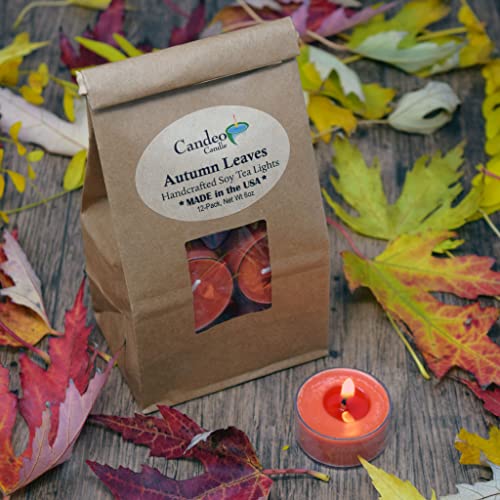 Autumn Leaves - 12 Pack - Soy Tealight Candles - Bronze Tealight Candles - Highly Scented - Made With Soy Wax - Handmade In The Usa - Candeo Candle - Fall Scents #TOP1
