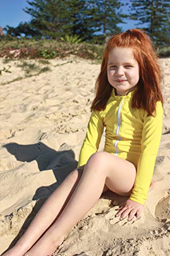 Image of Girls Long Sleeve Swim Shirt UPF 50+ Rash Guard One Piece Zipper Swim Shirt