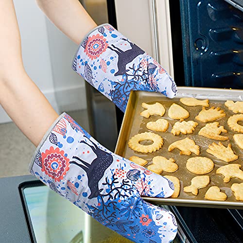 Viedouce Keukenschort,Kookschort met 2 pack katoenen Ovenwanten Kookhandschoenen,Verstelbare Waterdichte Barbecue Schort… - Image 6