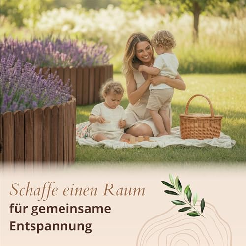 Floranica Beetumrandung Beeteinfassung 30 x 200 cm Braun Rasenkante Holz Gartenzaun Holzzaun Flexibler Rollborder