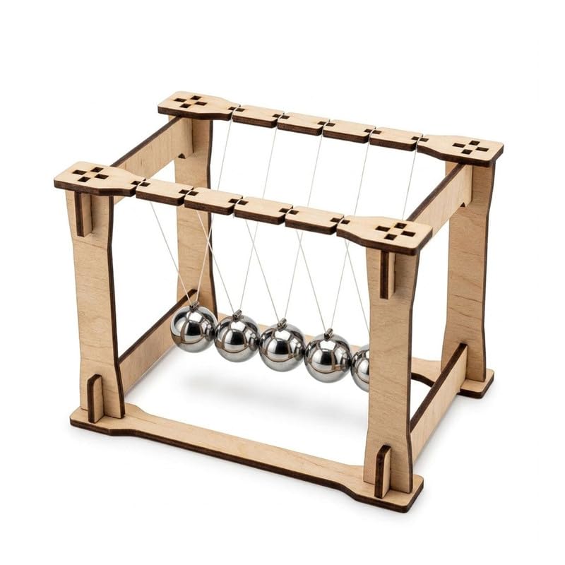 ERH India DIY Wooden Newton's Cradle Working Model Science Project Physics STEM Learning Kit for School Kids Students Educational Activity Set-picture-33