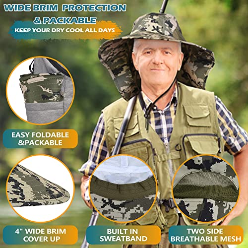 Image of Solaris Sun Hat with Neck Flap, UPF 50 Sun Protection Lightweight Sun Cap for Men Women, Wide Brim Hat for Fishing Hiking