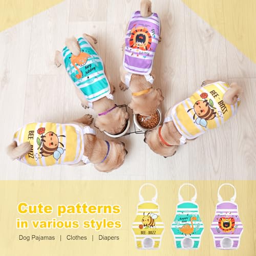 Image of Jollywoods 3 Pack Washable Female Dog Diaper Onesie Sanitary Pantie with Adjustable Suspender, Reusable Fixed Diapers, Super Absorbent Leakproof for Small Medium Large Dog in Heat Cycle XS /S