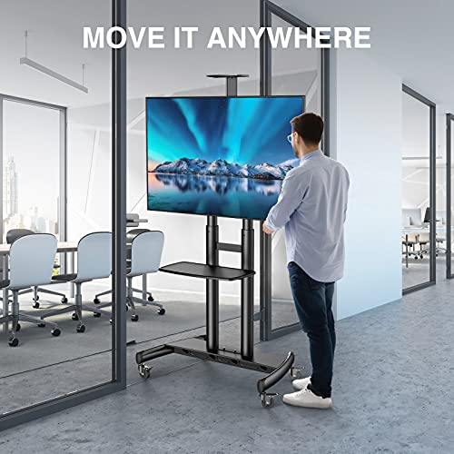 Perlesmith Mobile Tv Stand For 55-90 Inch Flat/Curved Screen Tv Max Vesa 800X500Mm Outdoor Tv Cart With Height Adjustable Av Shelf- Ul Certificated Rolling Floor Tv Stand Holds Up To 200Lbs (Pstvmc07) #TOP6