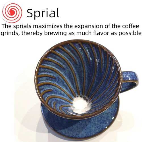 Image of Pour Over Coffee Maker Ceramic Coffee Dripper with 50 Pack Filter