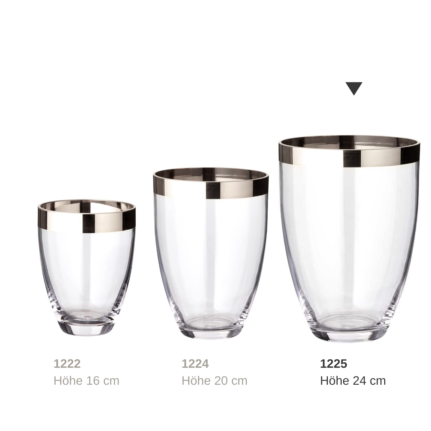 EDZARD Vase Charlotte, rund, Höhe 24 cm, Durchmesser 19 cm, mundgeblasenes Kristallglas mit Platinrand - Glas Vase, Blumenvase, Moderne Tulpenvase