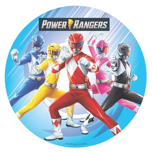 Dekora, Oblea Comestible Power Rangers, Decoración para Tarta de Cumpleaños Infantiles, Adornos para Pasteles y Postres, Disco 20 CM