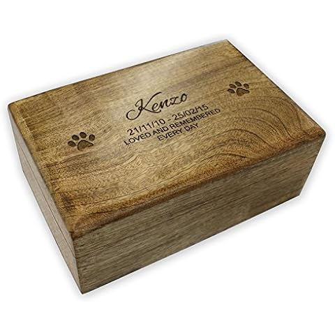 Rutherfords Gifts PERSONALISED MANGO WOOD PET MEMORIAL ASHES CASKET - MEDIUM Cover