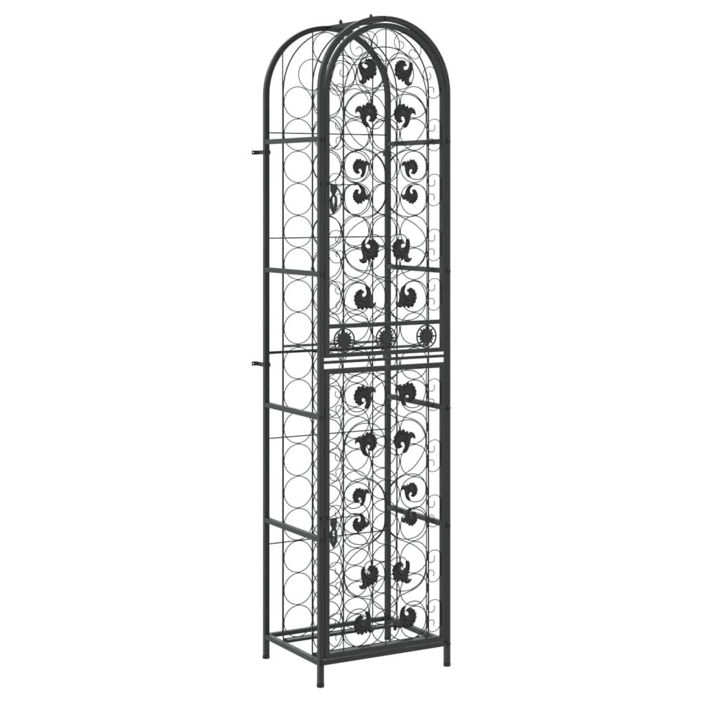 Scaffale per vino in metallo per 73 bottiglie, nero, 45 x 36 x 200