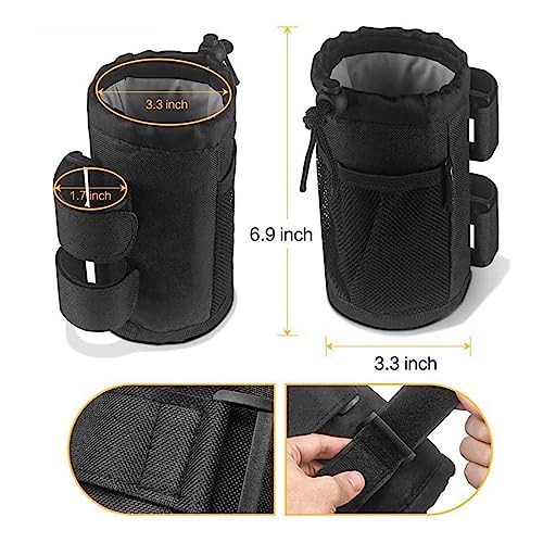 MUNSKT Bike Cup Holder with Mesh Pockets, Drawstring Waterproof Handlebar Drink Bottle Holder for Mountain Bike Scooter - Image 2