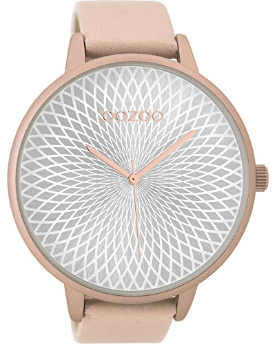 Preisvergleich Produktbild Oozoo Damenuhr mit Lederband 48 MM Silberfarben / Pinkgrau C9522