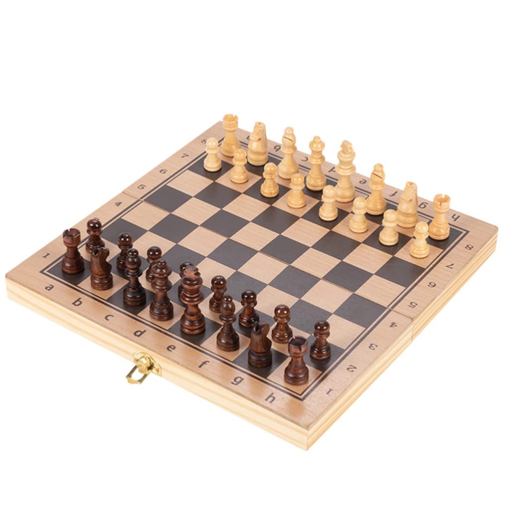 ZAW Schach Magnetischer Schach-Set, faltendes massives Holzschachbrett, -2 Queens Schachfiguren Familienklassiker Schachkasten hochwertiges Geschenk Chess (Größe : 39CM)