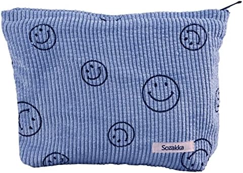 DSDFIDn Smile Makeup Pouch Bag for Cosmetic, Travel Accesssories Organizer, Women Teen, Machine Washable Nylon-CanvasBlue