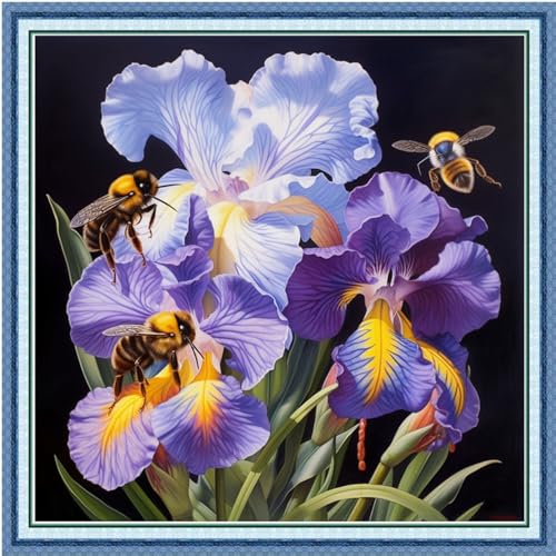 Image of Dimxvean Stamped Cross Stitch Kits,Cross Stitch Kits for Adults Beginners,Embroidery Kits Full Range of Cross Stitch Stamped Kits Needlepoint Kits Cross Stitch Patterns-Oriole Tail Flower 18x18 inch