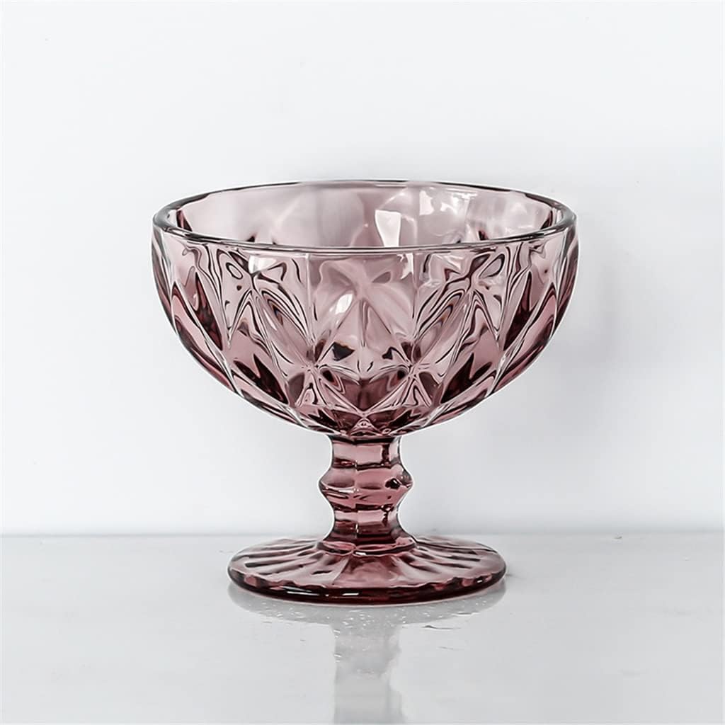Salad Glass Bowl Russian Retro Relief ice Cream Shake Goblet Cup Restaurant Hotel Banquet Household Items Cups(D)