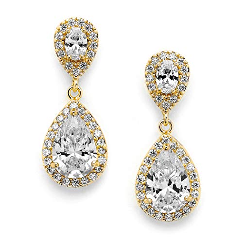Mariell Gold Cubic Zirconia Crystal Teardrop...