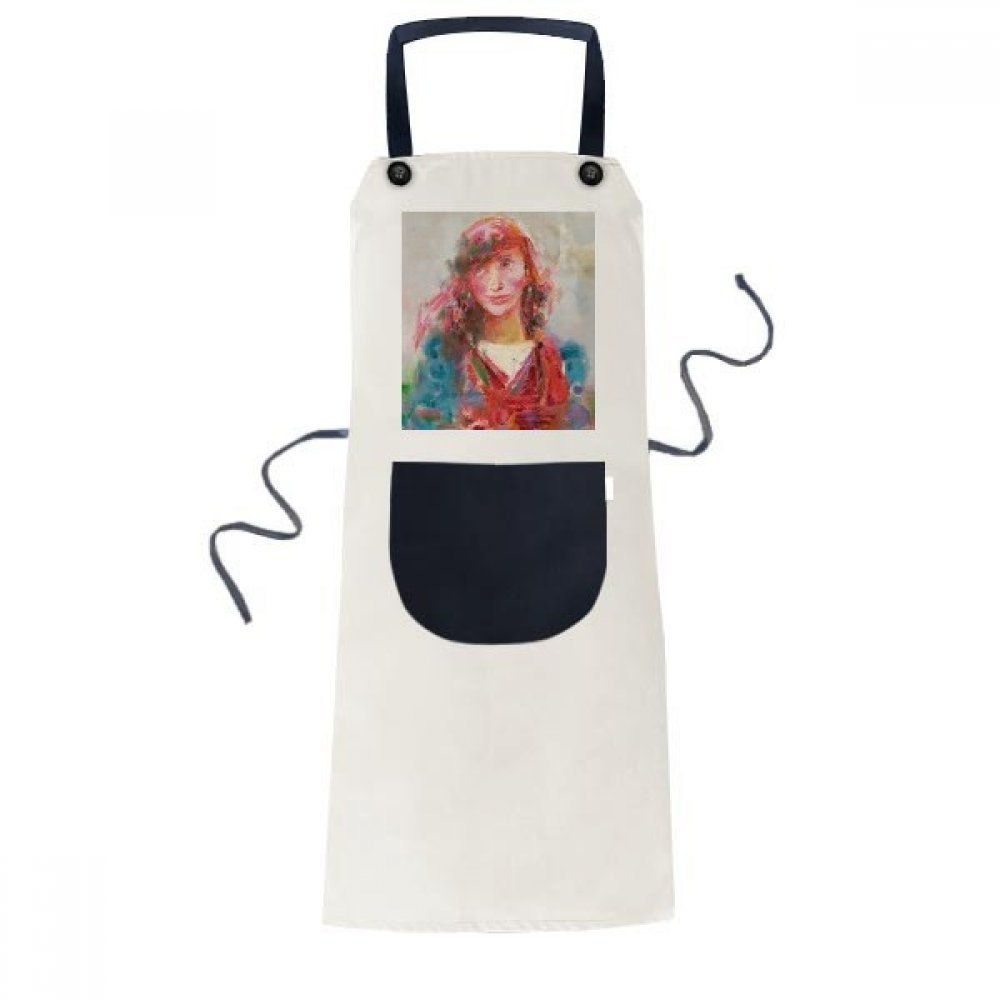 Tablier de cuisine de poche bavoir réglable noir et beige imprimé artistique 70x67cm