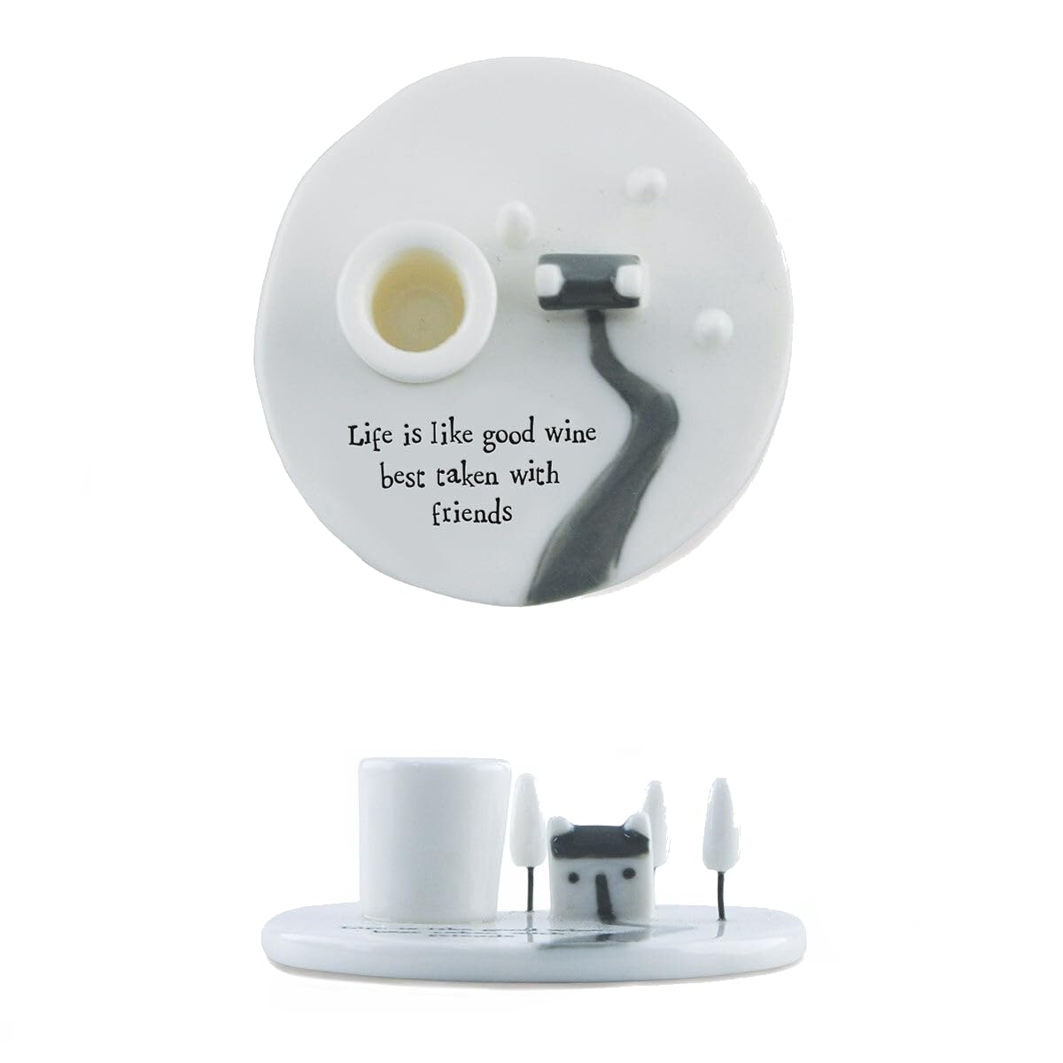 East of India Candle Holder For Small Candles Friendship Mini Candlestick Life Is Like Wine